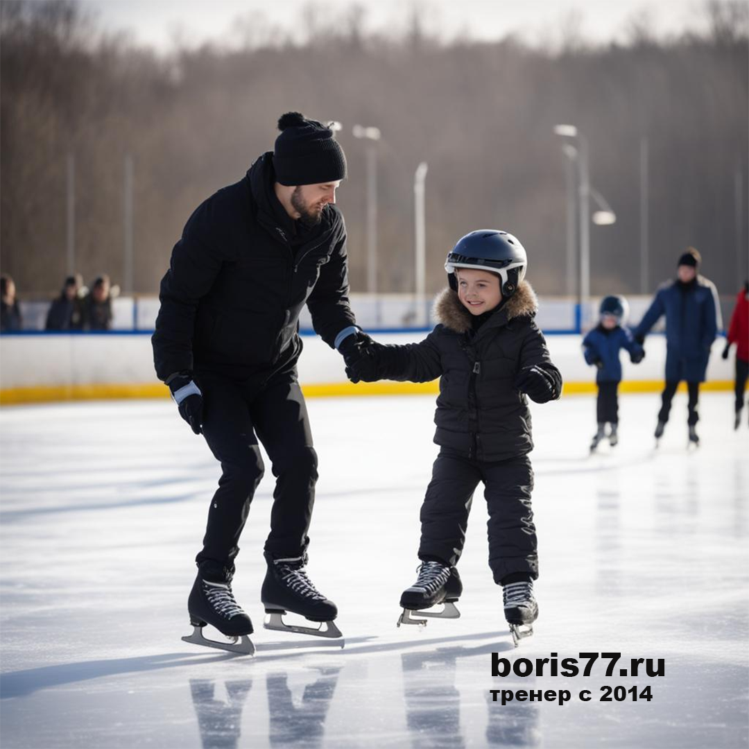 Борис тренер 77. Тренер с мальчиком на коньках на льду